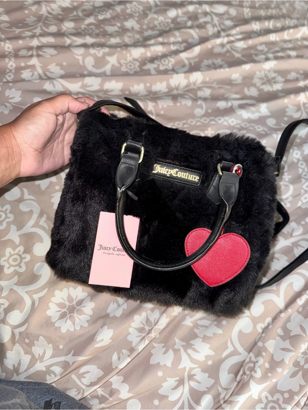 Juicy Couture Black Faux Fur Bag